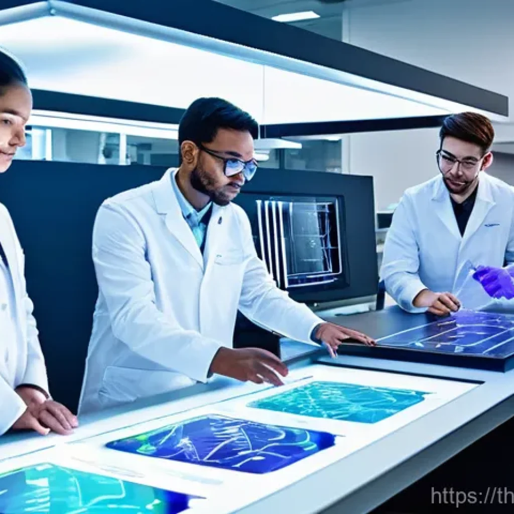 합성생물학의 오픈 이노베이션 사례 - **Open Innovation in Synthetic Biology Lab**
A bright, modern, and high-tech synthetic biology l...