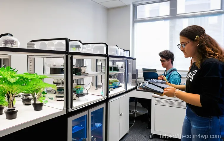 합성생물학의 오픈 이노베이션 사례 - **Open Innovation in Synthetic Biology Lab**
    A bright, modern, and high-tech synthetic biology l...