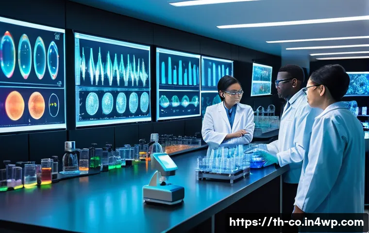 합성생물학의 국제 협력 사례 - **International Synthetic Biology Collaboration in a Futuristic Lab**
"A vibrant, high-definitio...