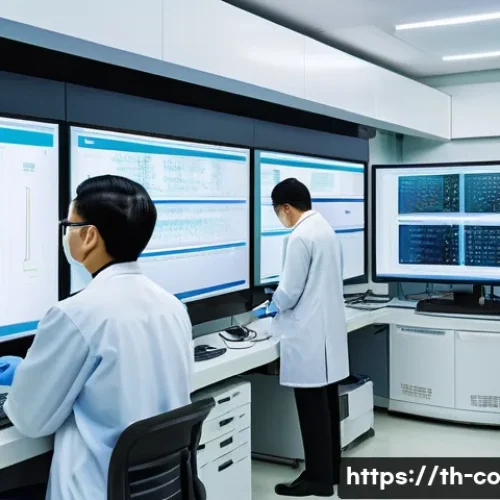 Home 30 합성생물학 관련 온라인 강좌 추천 - A detailed illustration of a modern synthetic biology laboratory in Thailand, featuring scientists w...