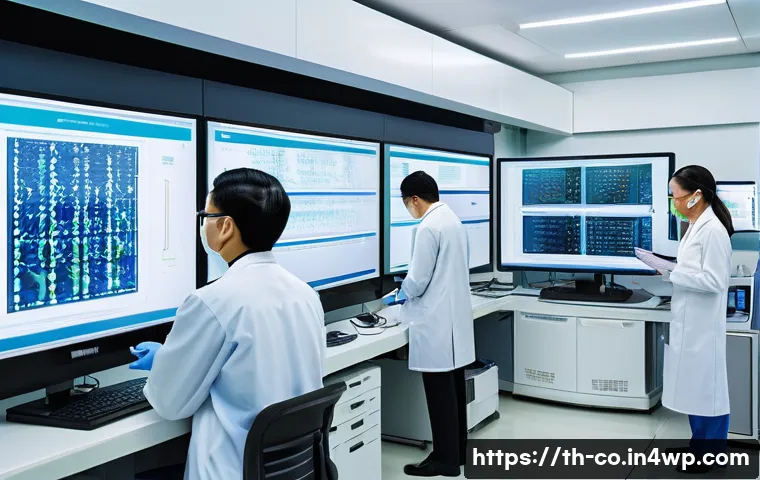 합성생물학 관련 온라인 강좌 추천 - A detailed illustration of a modern synthetic biology laboratory in Thailand, featuring scientists w...