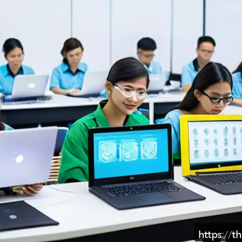 Home 17 합성생물학의 연구자 양성 프로그램 - A modern synthetic biology training classroom in Thailand featuring a diverse group of young adult s...
