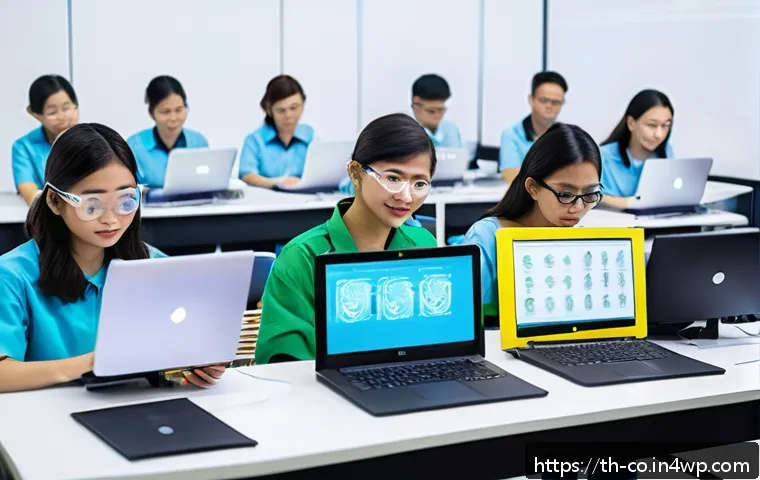 합성생물학의 연구자 양성 프로그램 - A modern synthetic biology training classroom in Thailand featuring a diverse group of young adult s...
