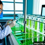 Home 23 합성생물학의 기술적 트렌드 분석 - Photorealistic biotechnology laboratory in Bangkok, Thailand, a Thai female scientist in a clean lab...